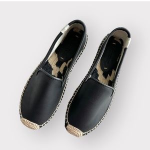 NWOT Soludos Platform Smoking Slipper Black Leather